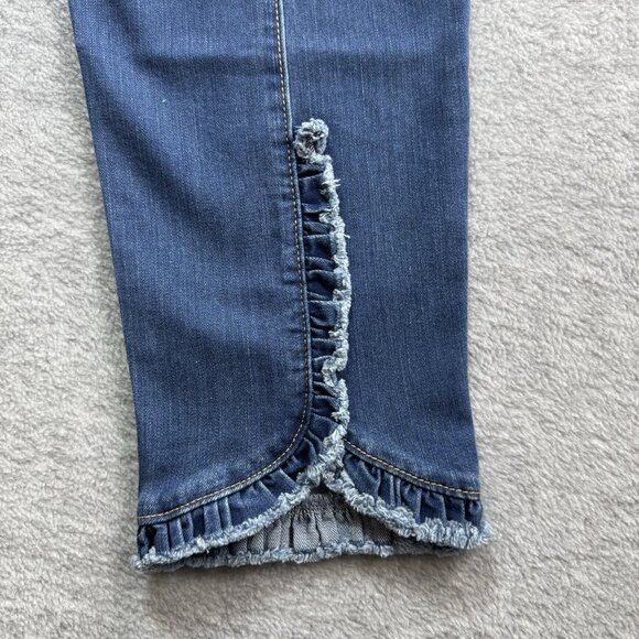 NWT Crown & Ivy Jeans Womens 14 High Rise Skinny Crop Ruffle Slit Raw Hem Denim - Picture 4 of 12